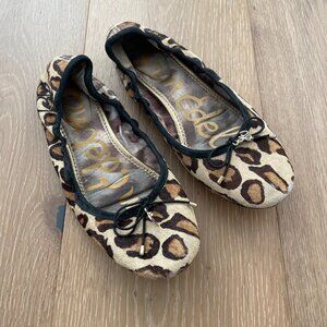 Sam Edelman Shoes Women 7.5 Felicia Ballet Flat Leopard Print Tan A4085LA915